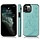 iPhone 13 Pro Max hoesje - Backcover - Pasjeshouder - Portemonnee - Bloemenprint - Kunstleer - Turquoise