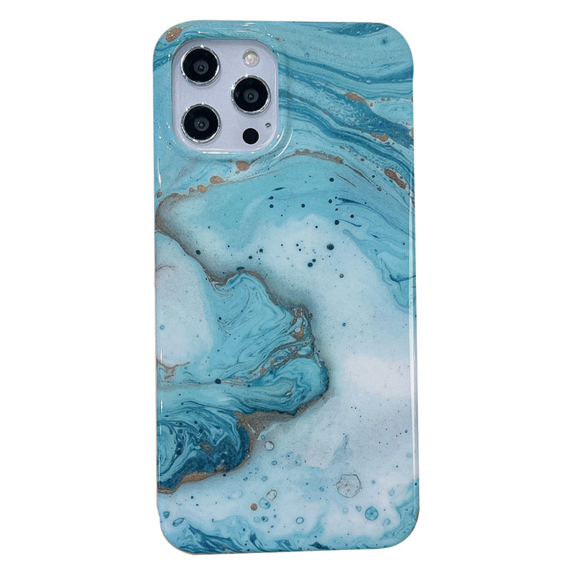 iPhone 13 Pro hoesje - Backcover - Softcase - Marmer - Marmerprint - TPU - Turquoise/Groen afbeelding