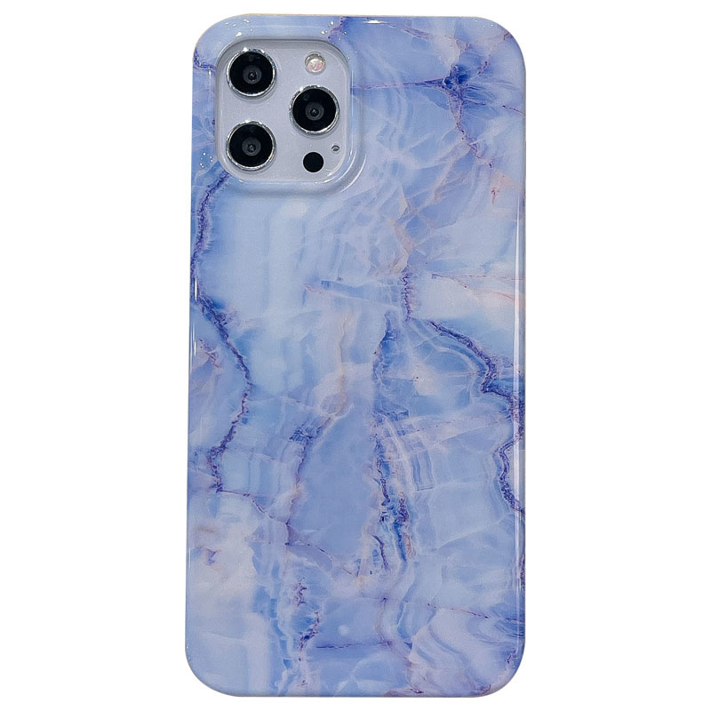 iPhone 13 Pro hoesje - Backcover - Softcase - Marmer - Marmerprint - TPU - Blauw/Paars afbeelding