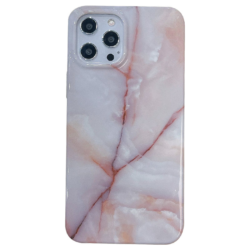iPhone 13 Pro hoesje - Backcover - Softcase - Marmer - Marmerprint - TPU - Beige/Wit afbeelding