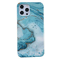 iPhone 13 Pro Max hoesje - Backcover - Softcase - Marmer - Marmerprint - TPU - Turquoise/Groen kopen