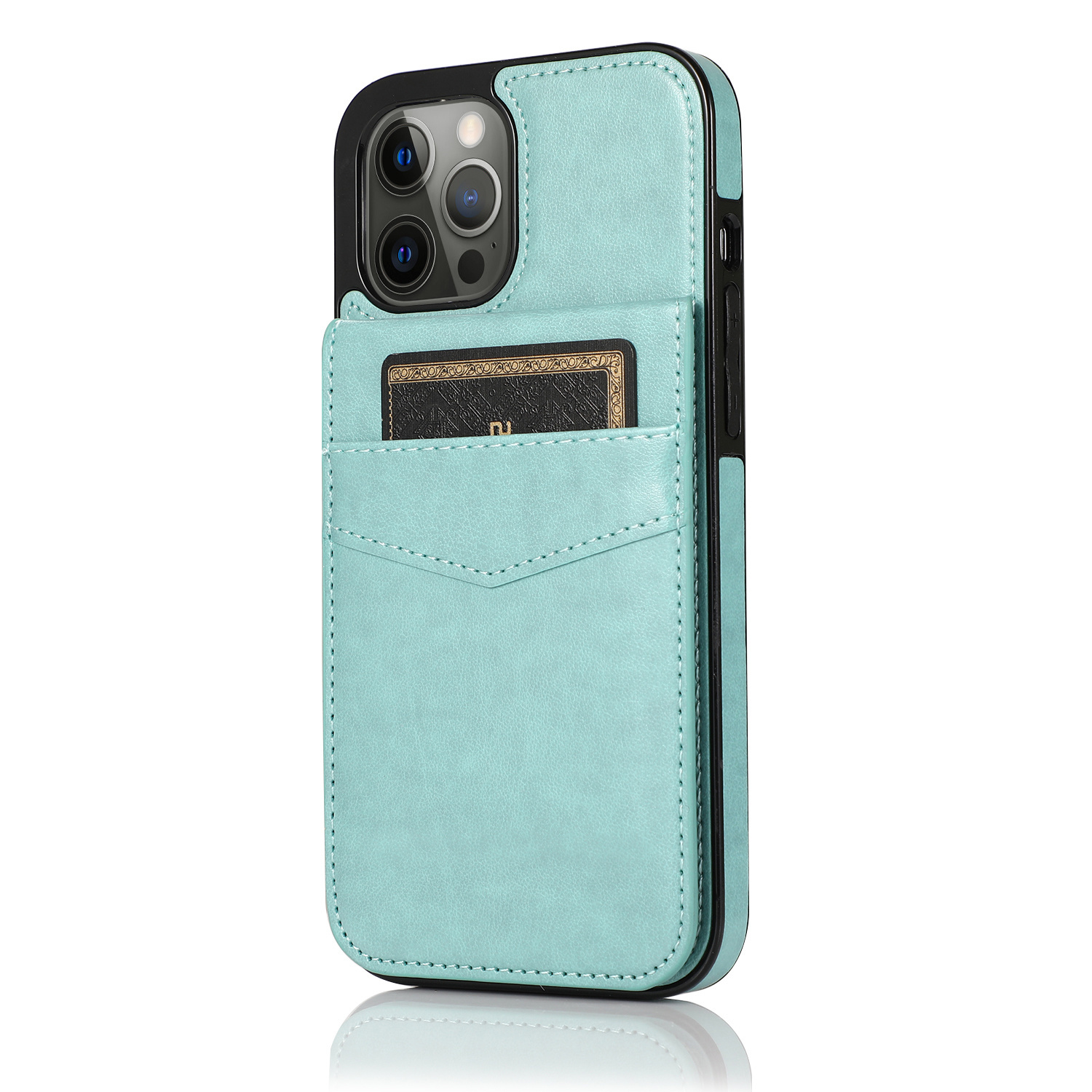 iPhone 11 hoesje - Backcover - Pasjeshouder - Portemonnee - Kunstleer - Lichtblauw afbeelding