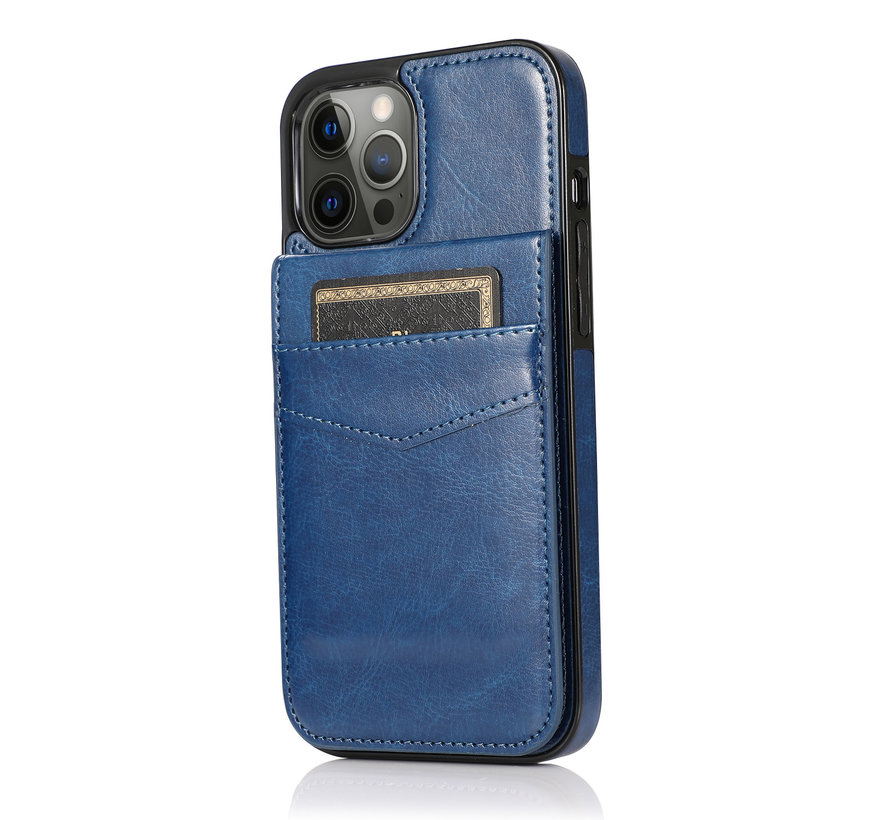 iPhone X hoesje - Backcover - Pasjeshouder - Portemonnee - Kunstleer - Donkerblauw kopen