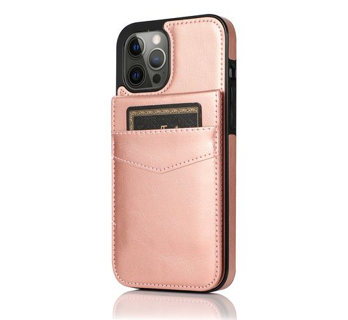 JVS Products iPhone 13 Pro hoesje - Backcover - Pasjeshouder - Portemonnee - Kunstleer - Rose Goud kopen