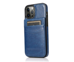JVS Products iPhone 13 hoesje - Backcover - Pasjeshouder - Portemonnee - Kunstleer - Donkerblauw