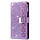 iPhone 13 Pro hoesje - Bookcase - Koord - Pasjeshouder - Portemonnee - Glitter - Bloemenpatroon - Kunstleer - Paars
