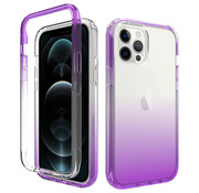JVS Products iPhone 13 Pro Full Body Hoesje - 2-delig Back Cover Siliconen Case TPU Schokbestendig - Apple iPhone 13 Pro - Transparant / Paars