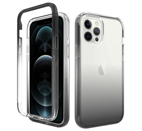 JVS Products iPhone 13 Full Body Hoesje - 2-delig Back Cover Siliconen Case TPU Schokbestendig - Apple iPhone 13 - Transparant / Zwart kopen