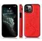 iPhone 13 Pro Max hoesje - Backcover - Pasjeshouder - Portemonnee - Bloemenprint - Kunstleer - Rood kopen