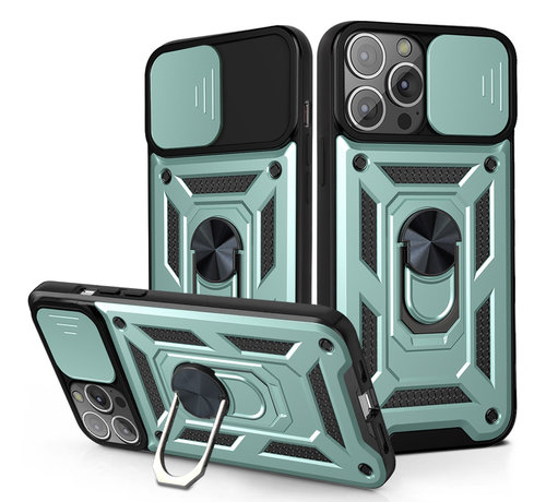 JVS Products iPhone 13 Pro hoesje - Backcover - Rugged Armor - Camerabescherming - Extra valbescherming - TPU - Groen kopen