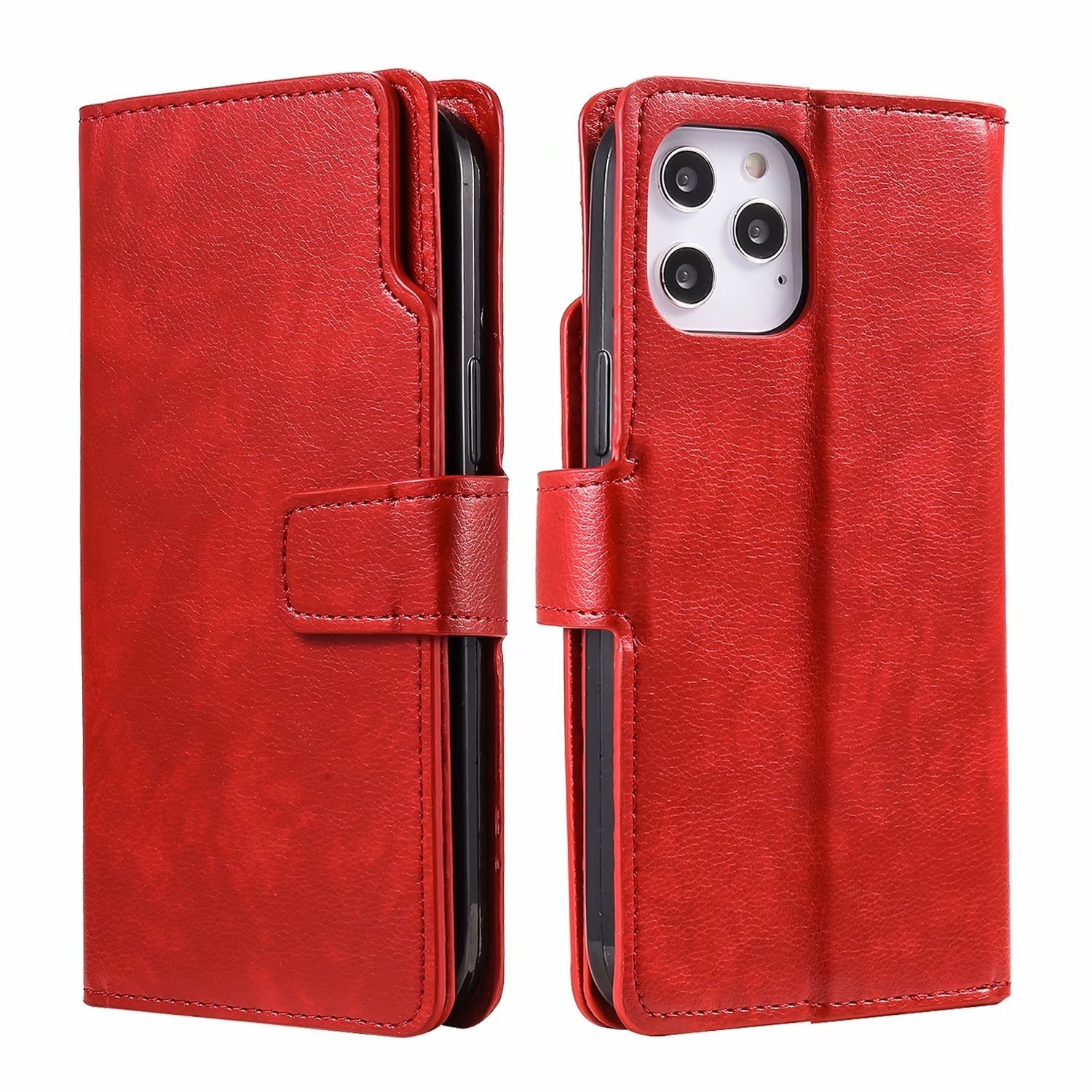 iPhone 13 Pro Luxe Book Case Hoesje - PU Leer - Pasjeshouder - Magnetische Sluiting - Apple iPhone 13 Pro - Rood