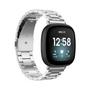 JVS Products Fitbit Versa 2 Luxe Metalen Horloge Bandje - Metaal - Vouw Sluiting - Schakel Polsband - Fitbit Versa 2 - Zilver