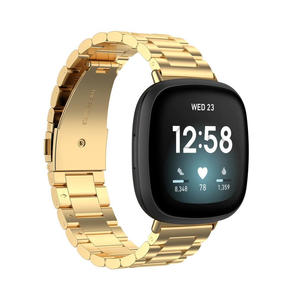 Fitbit Versa 2 Luxe Metalen Horloge Bandje - Metaal - Vouw Sluiting - Schakel Polsband - Fitbit Versa 2 - Goud