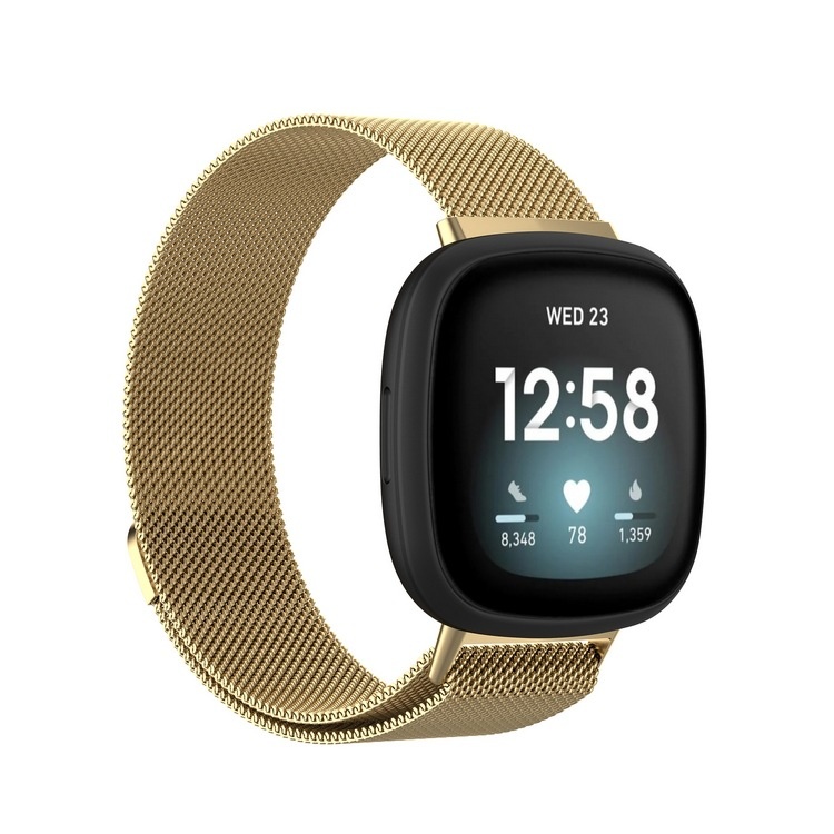 Bandje geschikt voor Fitbit Versa 3 - Milanees - Smartwatch - Stainless Steel Mesh - Metaal - Goud kopen