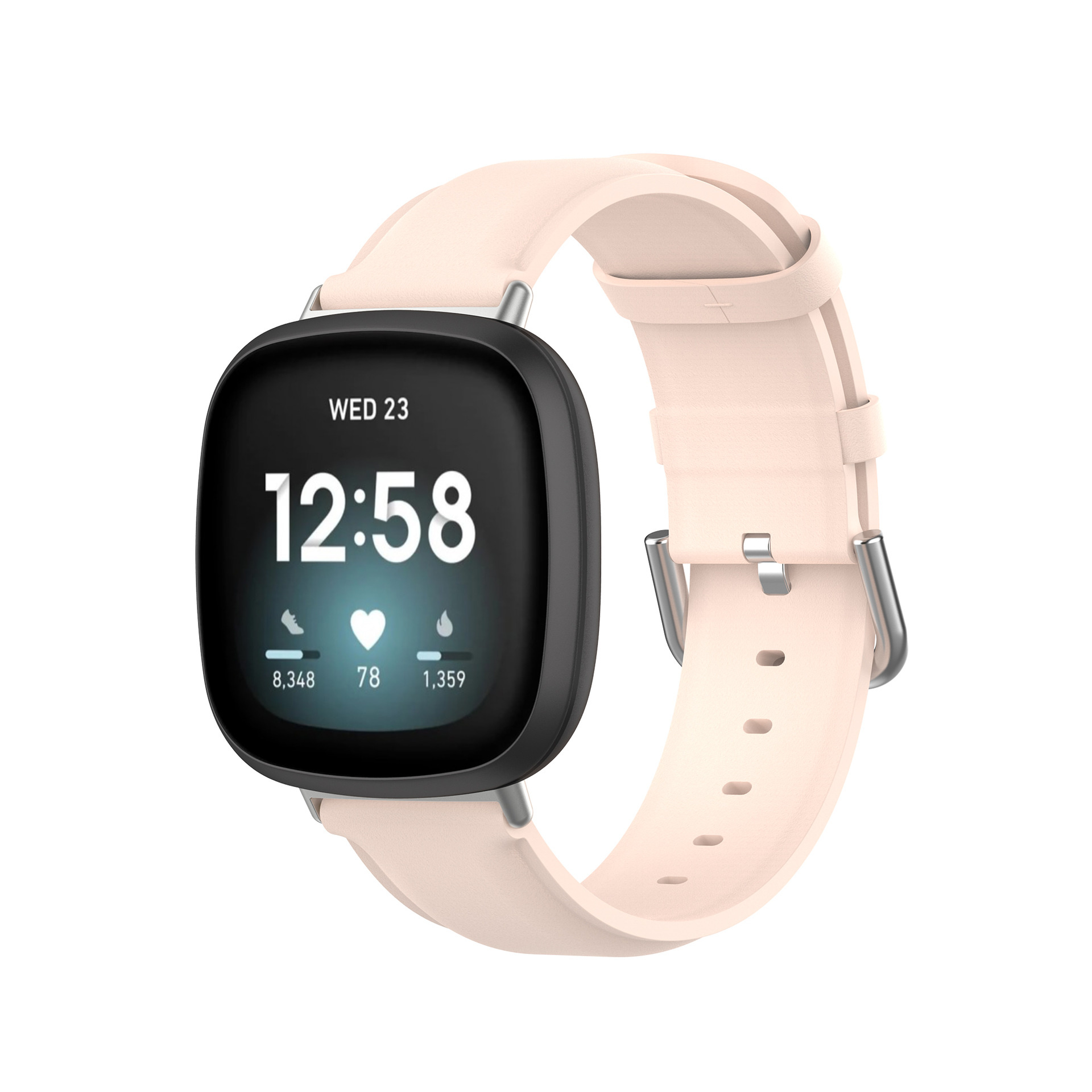 Bandje geschikt voor Fitbit Sense - Maat L - Horlogebandje - Polsband - Kunstleer - Roze afbeelding