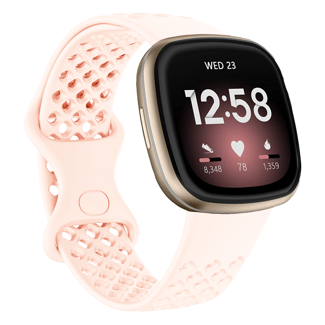 Bandje geschikt voor Fitbit Sense - Maat L - Polsband - Horlogebandje - Siliconen - Lichtroze afbeelding