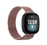 JVS Products Fitbit Sense Milanees Bandje - Metaal - Smart Watch - Stainless Steel Mesh - Fitbit Sense - Roze