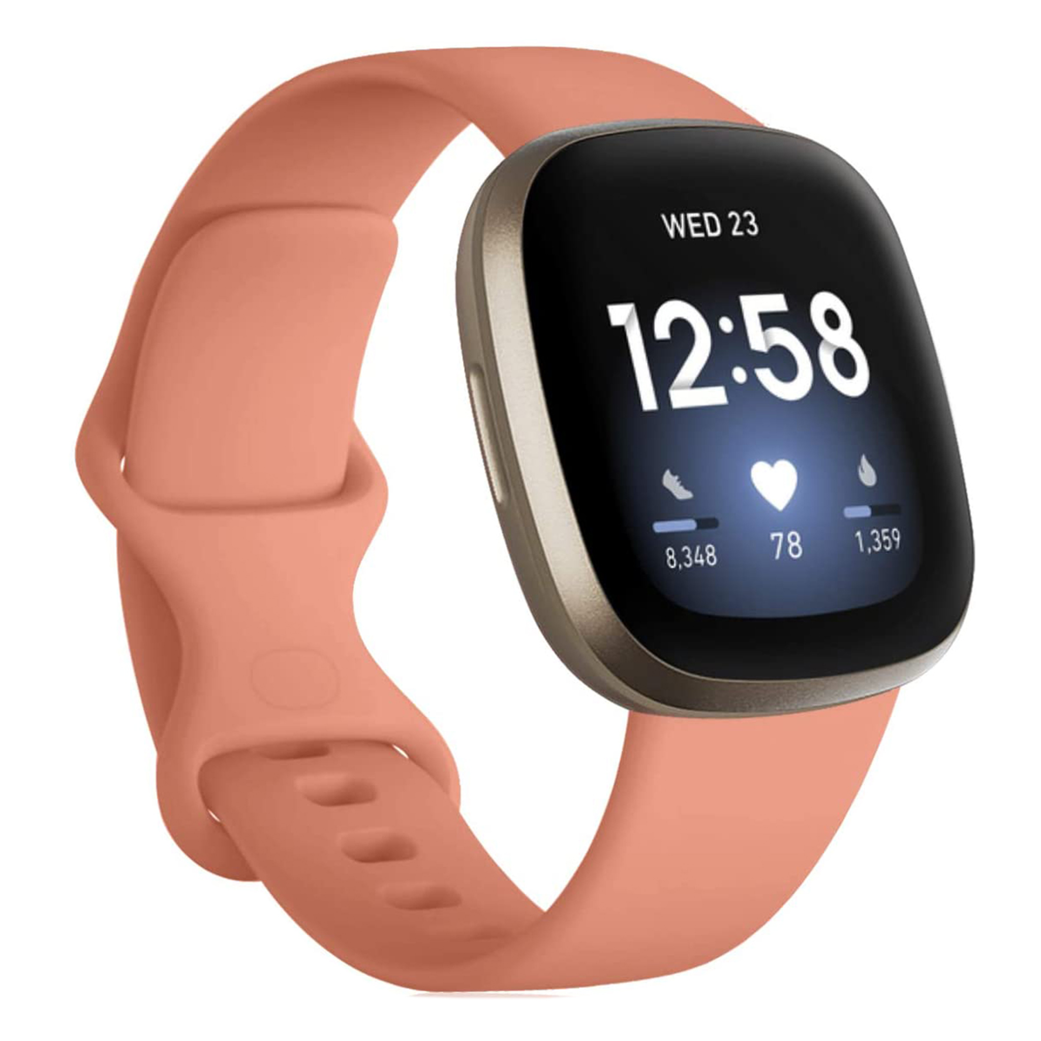 Bandje geschikt voor Fitbit Sense - Maat L - Polsband - Horlogebandje - Siliconen - Koraalroze afbeelding
