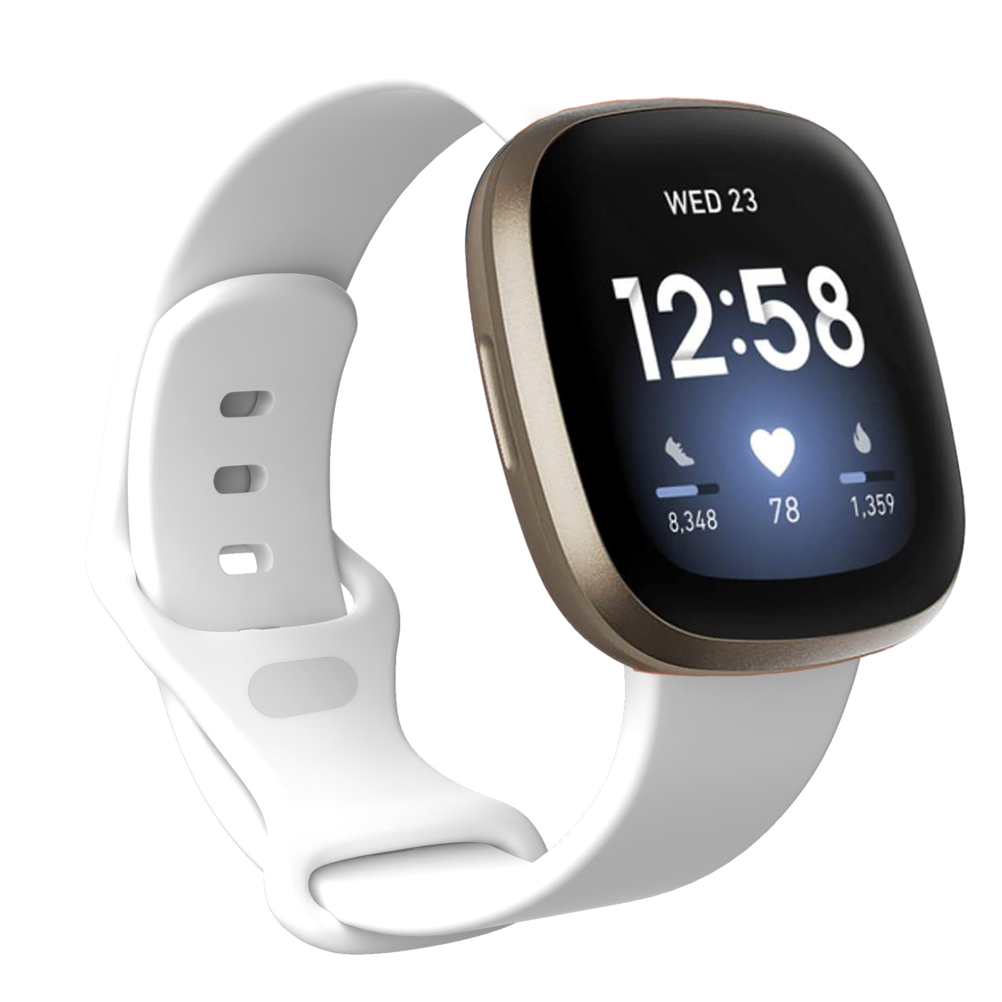 Bandje geschikt voor Fitbit Sense - Maat L - Polsband - Horlogebandje - Siliconen - Wit afbeelding