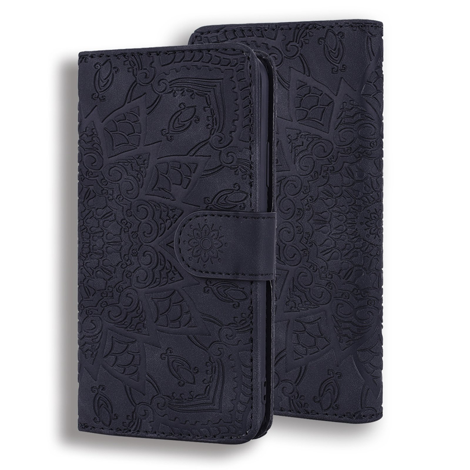 iPhone 13 Pro Book Case Hoesje met Mandala Patroon - Pasjeshouder - Portemonnee - PU Leer - Apple iPhone 13 Pro - Zwart