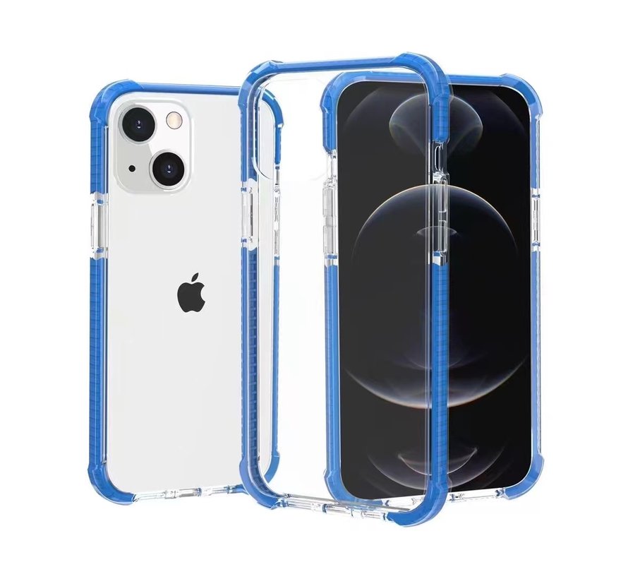 iPhone 13 Back Cover Bumper Hoesje - Back Cover - case - Apple iPhone 13 - Transparant / Blauw kopen