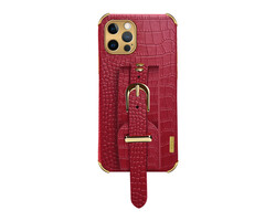 JVS Products Samsung Galaxy A52S hoesje - Backcover - Slangenprint - Handvat - Gesp - Kunstleer - Rood