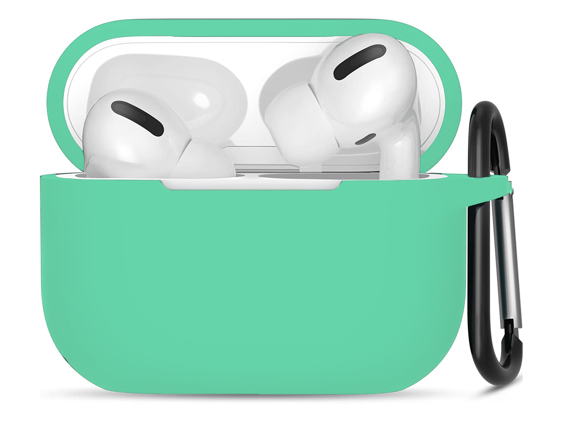 Hoesje geschikt voor Apple Airpods Pro - Softcase - Sleutelhanger - Cover - Extra dun - Siliconen - Mintgroen afbeelding