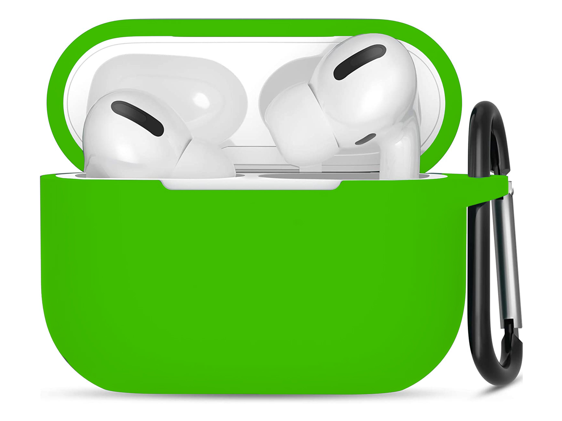 Hoesje geschikt voor Apple Airpods Pro - Softcase - Sleutelhanger - Cover - Extra dun - Siliconen - Lichtgroen afbeelding
