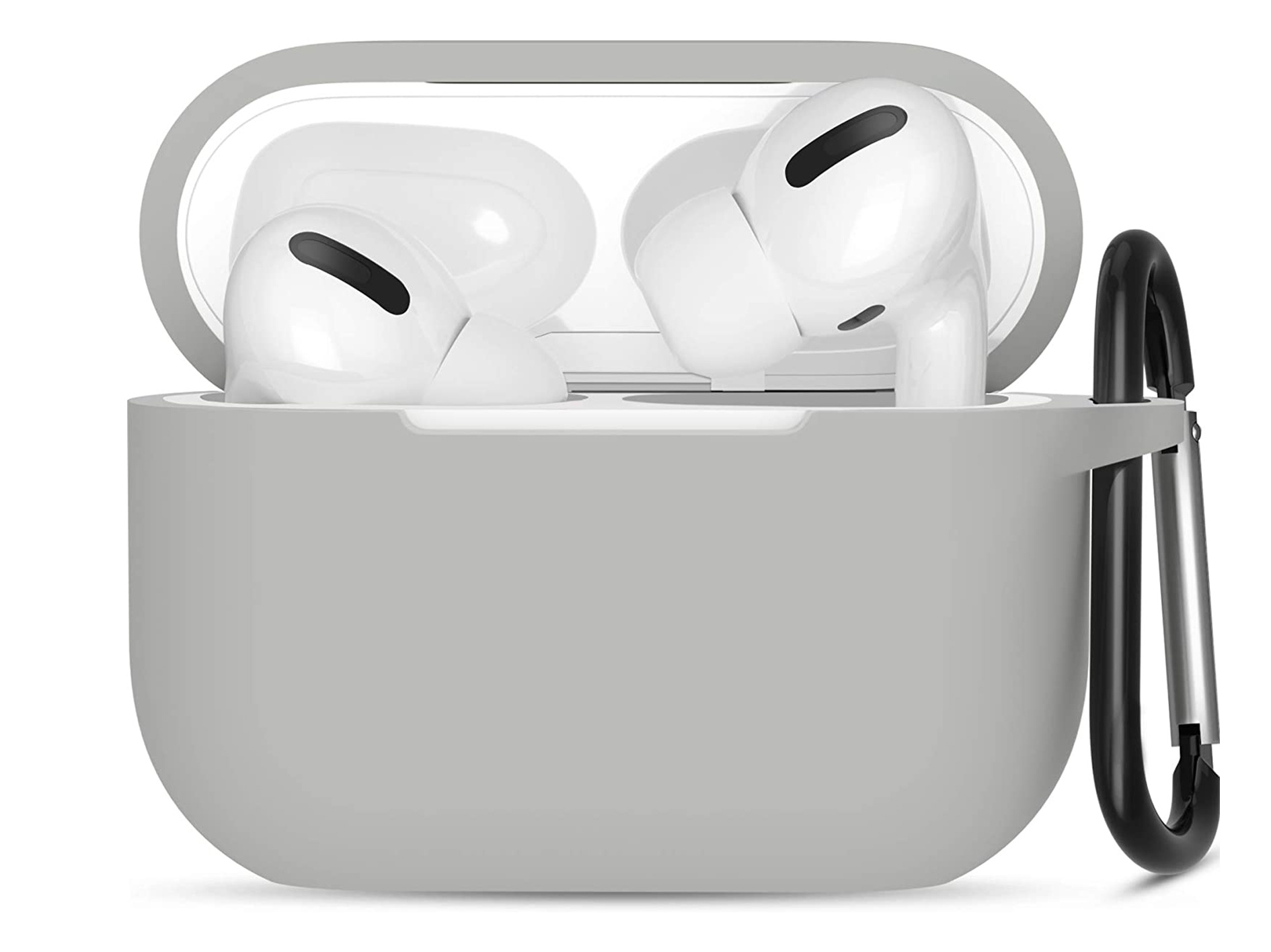 Apple Airpods Pro ultra dunne siliconen cover - extra dunne Apple Airpods siliconen cover met sleutelhanger - Grijs
