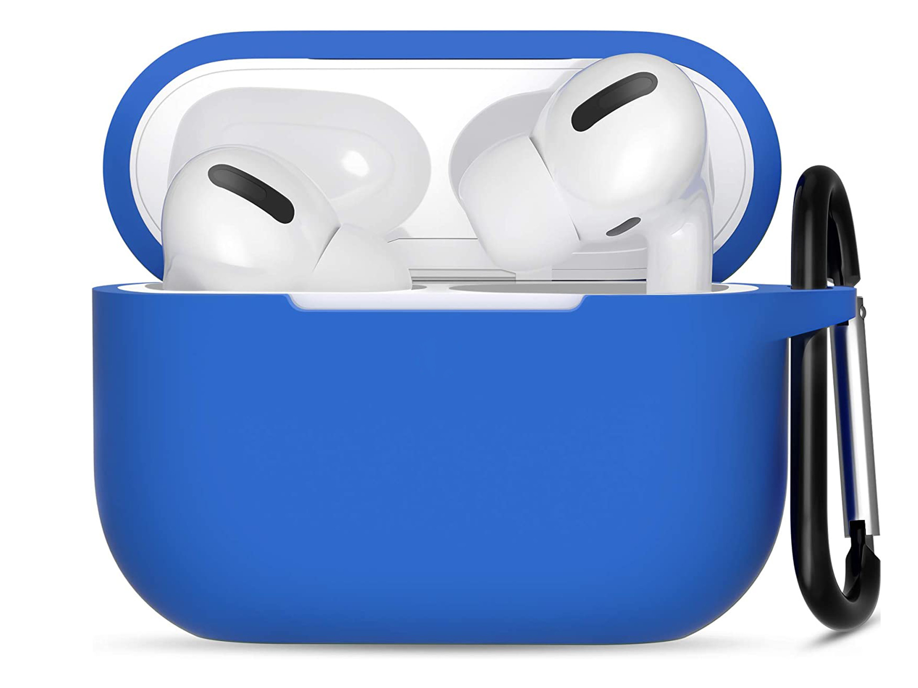 Apple Airpods Pro ultra dunne siliconen cover - extra dunne Apple Airpods siliconen cover met sleutelhanger - Donkerblauw