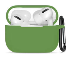 JVS Products Hoesje geschikt voor Apple Airpods Pro - Softcase - Sleutelhanger - Cover - Extra dun - Siliconen - Donkergroen
