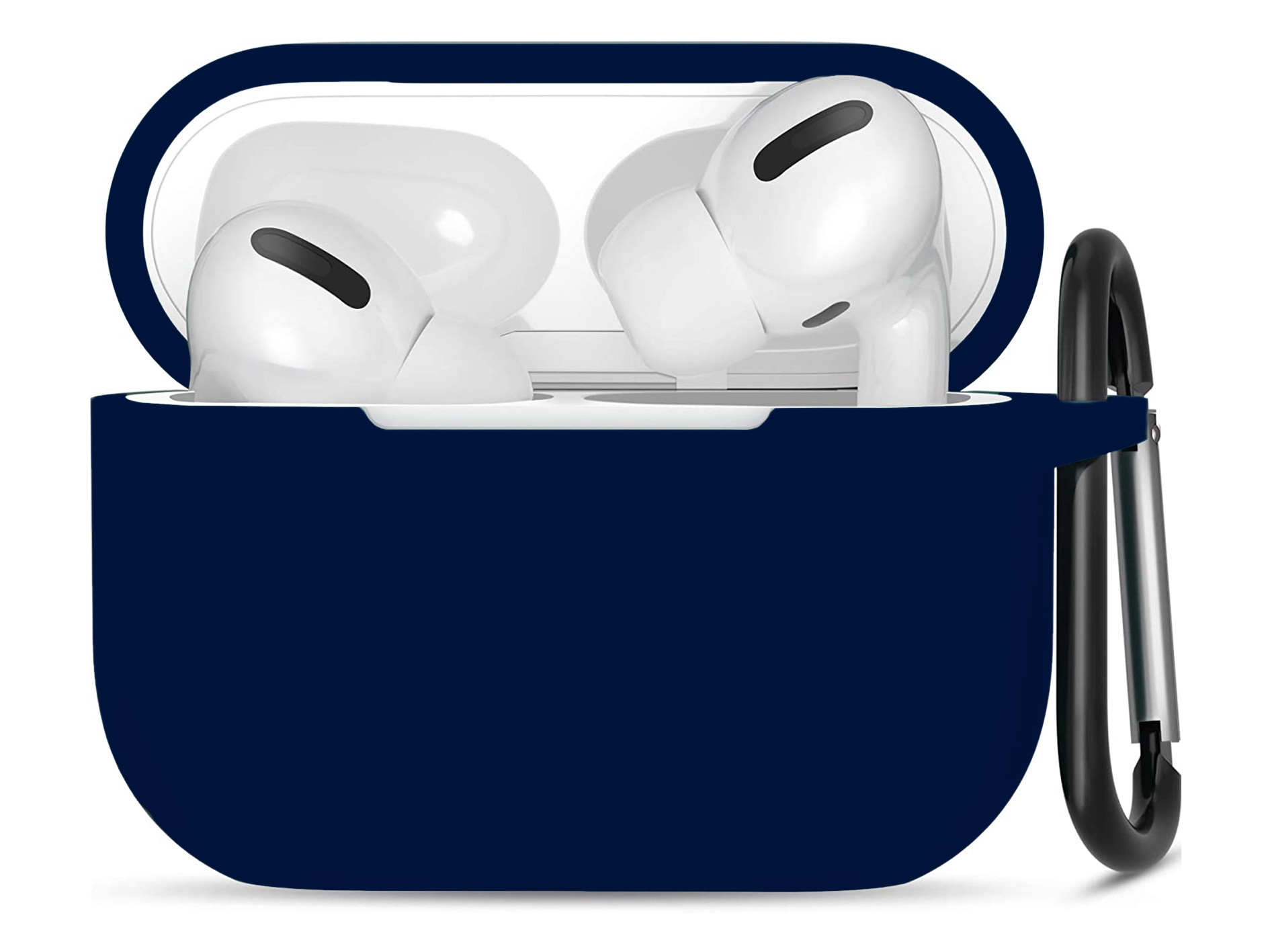 Hoesje geschikt voor Apple Airpods Pro - Softcase - Sleutelhanger - Cover - Extra dun - Siliconen - Midnight blue afbeelding
