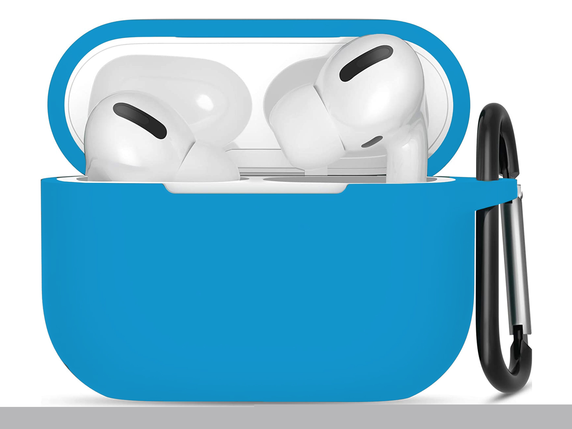 Hoesje geschikt voor Apple Airpods Pro - Softcase - Sleutelhanger - Cover - Extra dun - Siliconen - Lichtblauw afbeelding