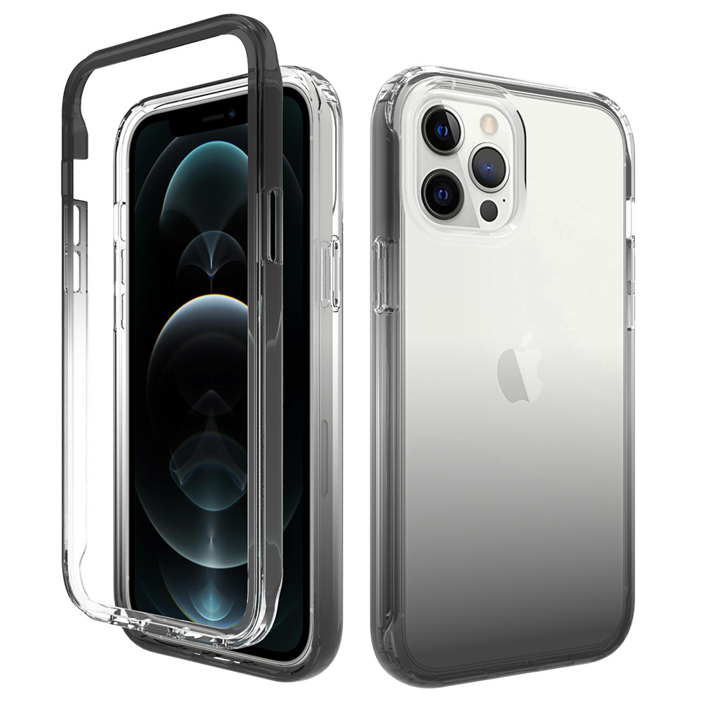 iPhone 13 Full Body Hoesje - 2-delig Back Cover Siliconen Case TPU Schokbestendig - Apple iPhone 13 - Transparant / Zwart