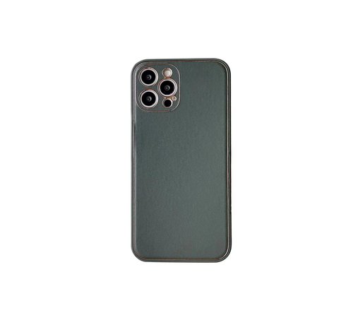 JVS Products iPhone 13 Pro Max Back Cover Hoesje - Kunstleer  - Luxe - Back Cover - Apple iPhone 13 Pro Max - Groen/Goud kopen