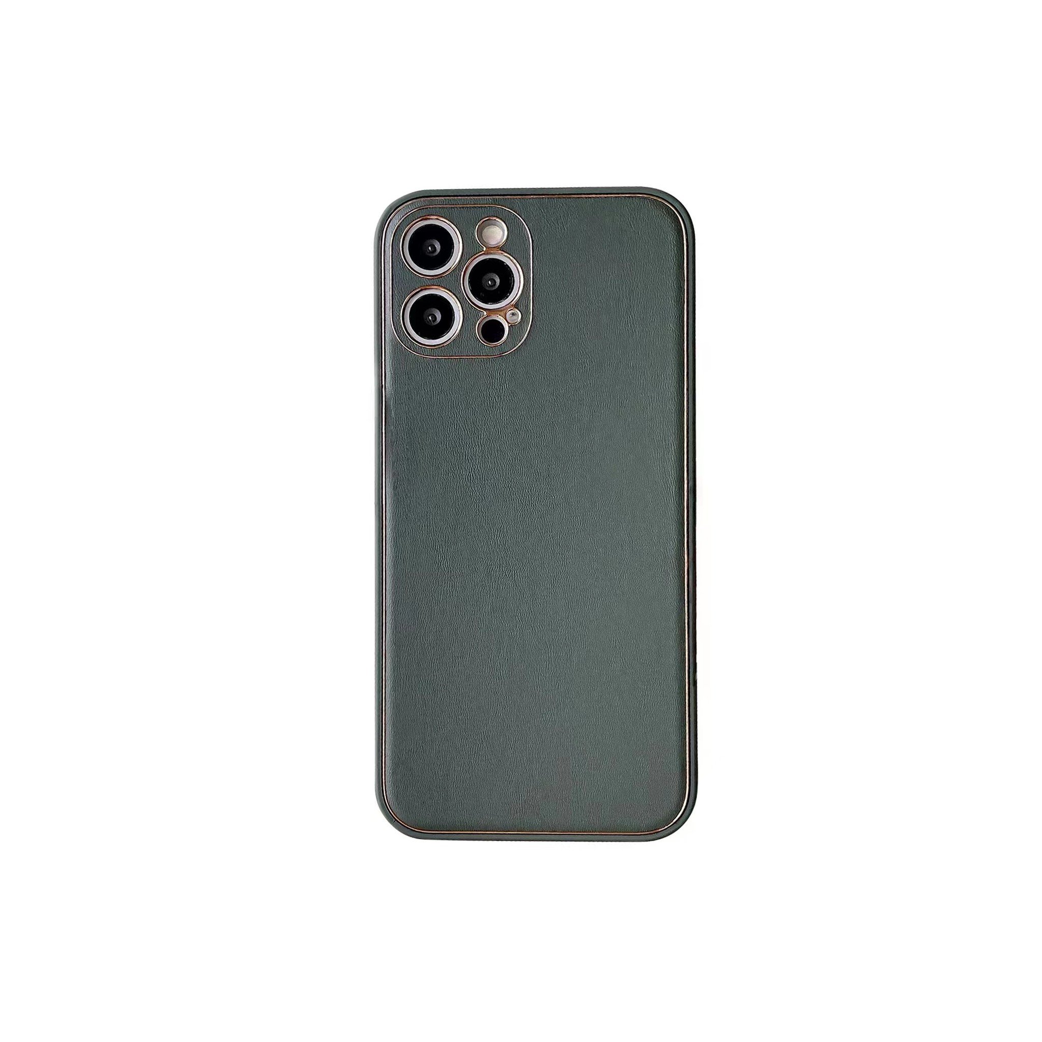 iPhone 13 Pro Max Back Cover Hoesje - leer - Luxe - Backcover - Apple iPhone 13 Pro Max - Groen/Goud