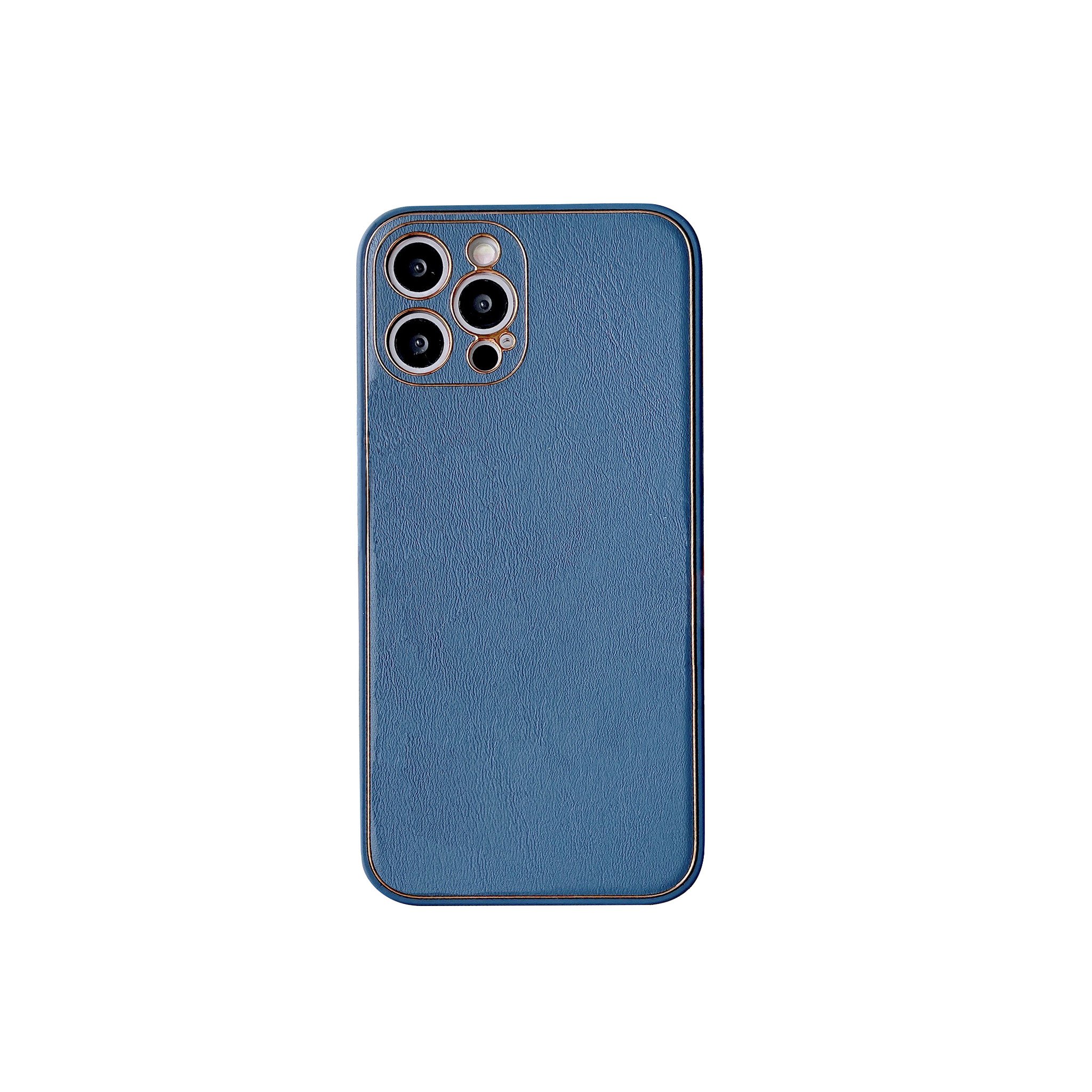 iPhone 12 Mini Back Cover Hoesje - leer - Luxe - Backcover - Apple iPhone 12 Mini - Blauw/Goud