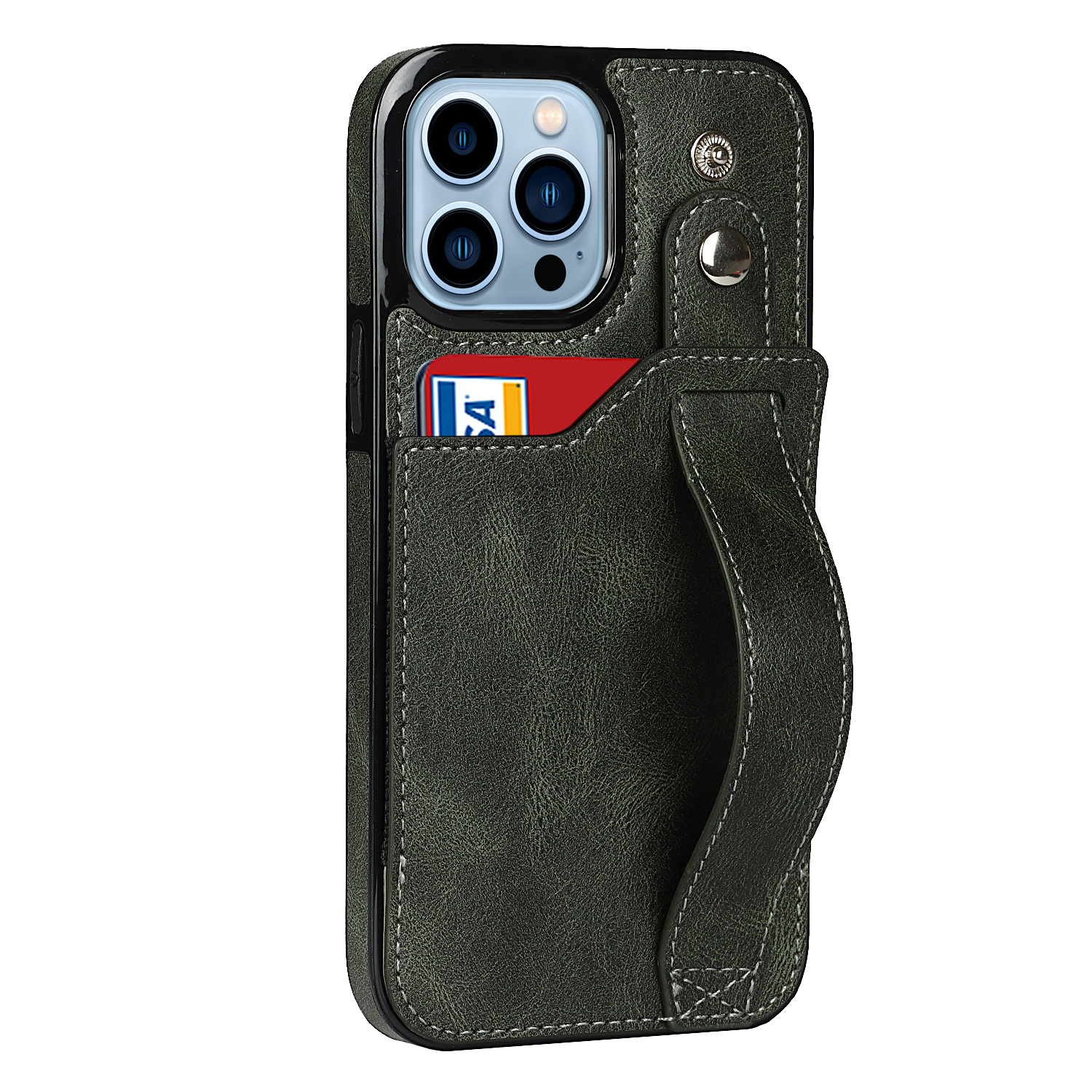 Samsung Galaxy A72 hoesje - Backcover - Pasjeshouder - Portemonnee - Handvat - Kunstleer - Groen afbeelding