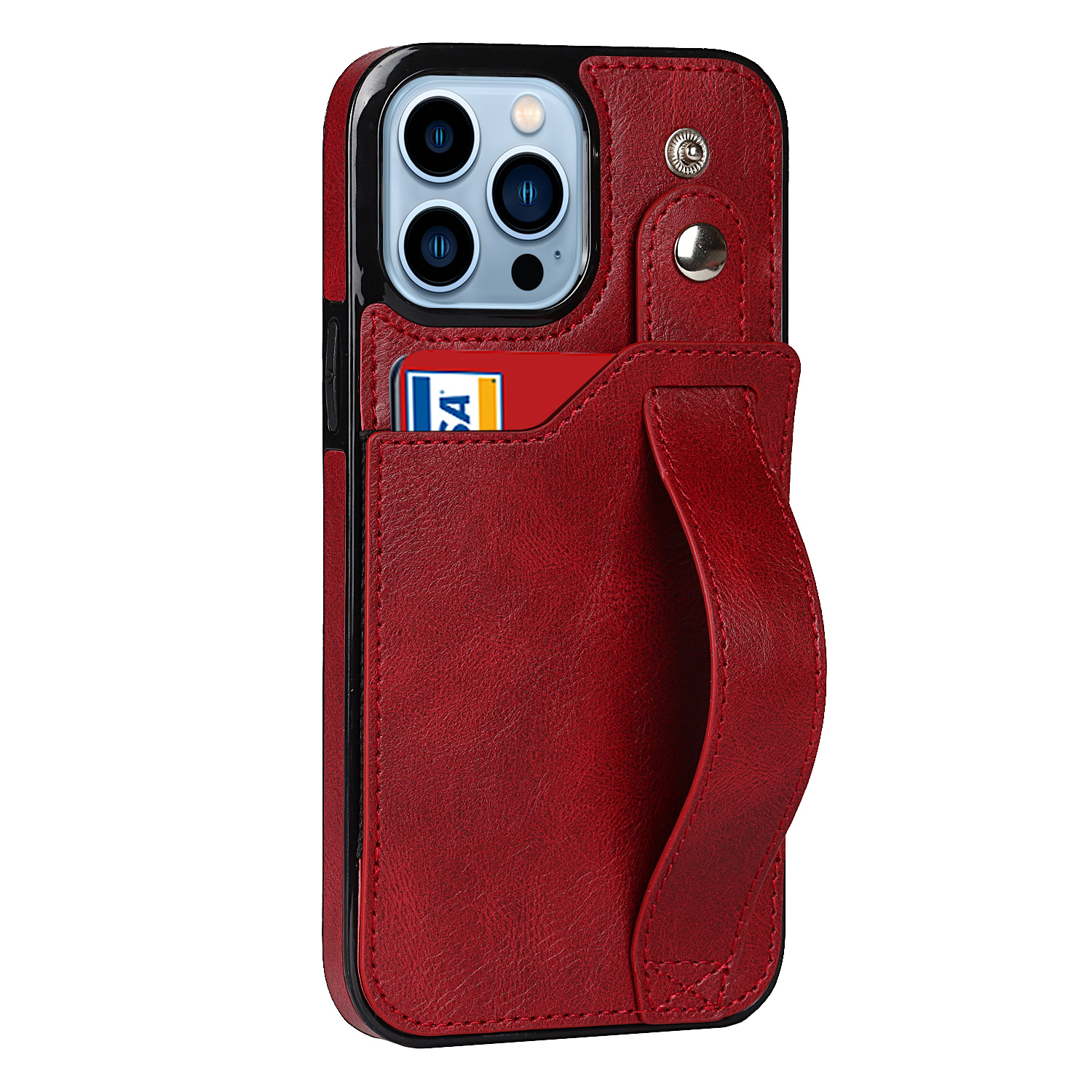 Samsung Galaxy A22 5G Back Cover Hoesje met Handvat - leer- Handvat - Backcover - Samsung Galaxy A22 5G - Rood