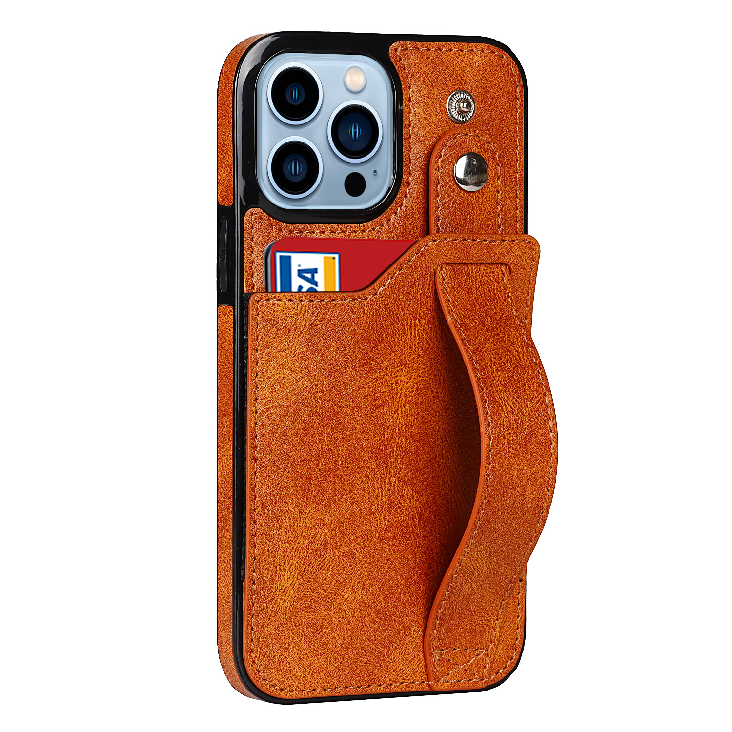 Samsung Galaxy S21 Ultra hoesje - Backcover - Pasjeshouder - Portemonnee - Handvat - Kunstleer - Lichtbruin afbeelding
