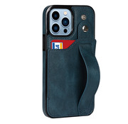 JVS Products iPhone 13 Pro Back Cover Hoesje met Handvat - Kunstleer - Handvat - Back Cover - Apple iPhone 13 Pro - Blauw