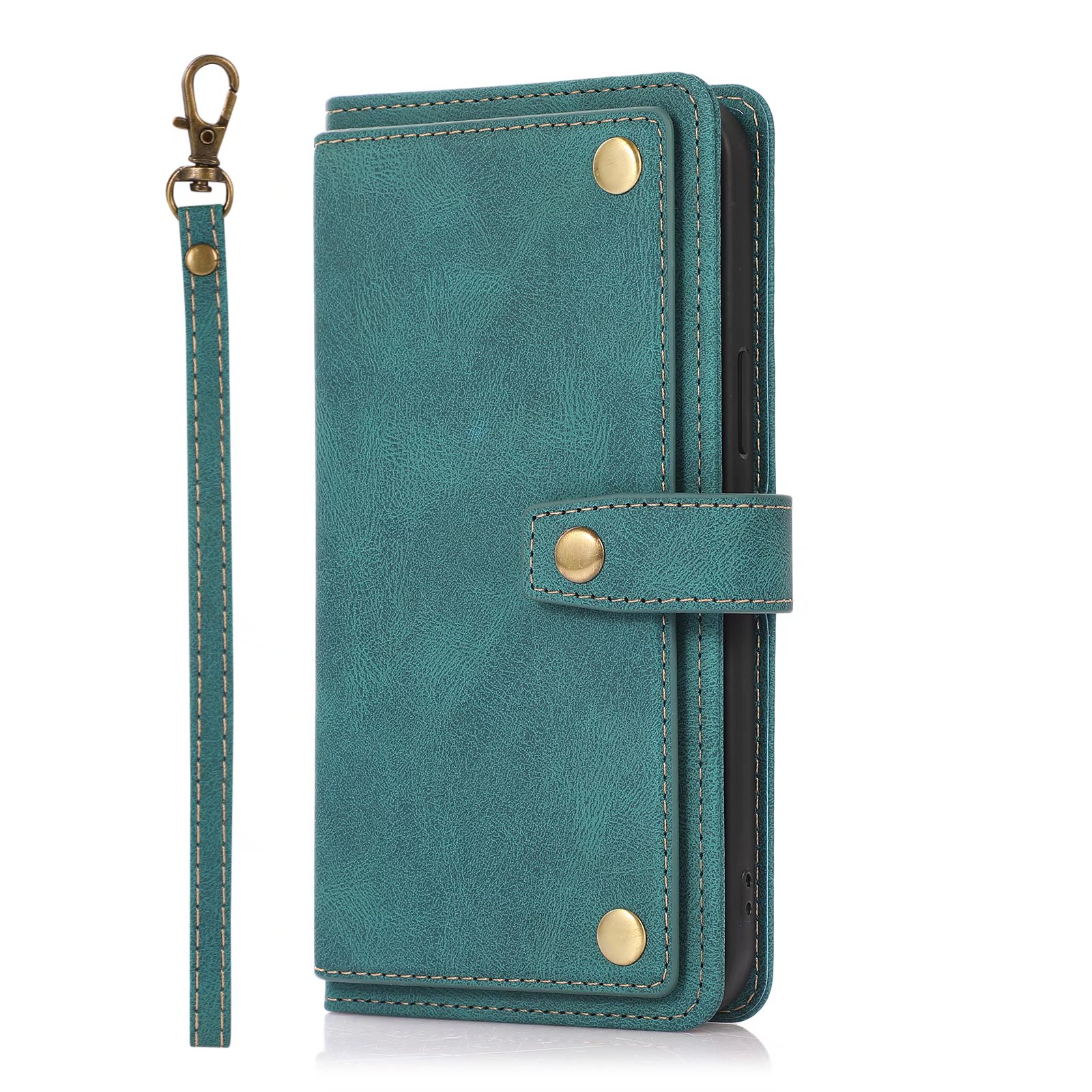 Samsung Galaxy S22 Ultra Book Case met koord - Pasjeshouder - PU Leer - Luxe - Samsung Galaxy S22 Ultra - Donker turquoise