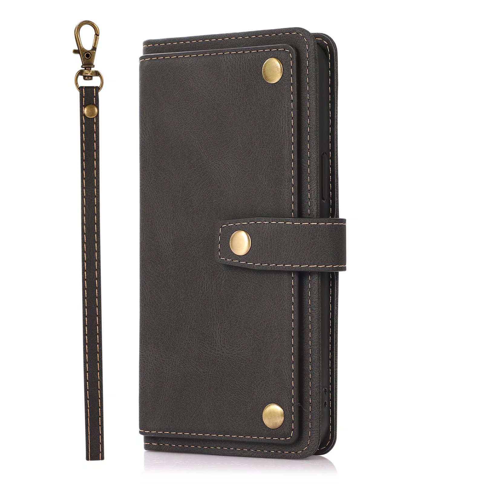 Samsung Galaxy S22 Plus hoesje - Bookcase - Koord - Pasjeshouder - Portemonnee - Luxe - Kunstleer - Zwart afbeelding