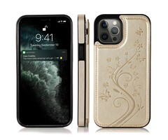 JVS Products Samsung Galaxy A52 hoesje - Backcover - Pasjeshouder - Portemonnee - Bloemenprint - Kunstleer - Goud