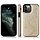 iPhone 12 Pro Max hoesje - Backcover - Pasjeshouder - Portemonnee - Bloemenprint - Kunstleer - Goud