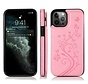 iPhone 12 Pro hoesje - Backcover - Pasjeshouder - Portemonnee - Bloemenprint - Kunstleer - Roze kopen