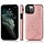 iPhone 12 hoesje - Backcover - Pasjeshouder - Portemonnee - Bloemenprint - Kunstleer - Rose Goud