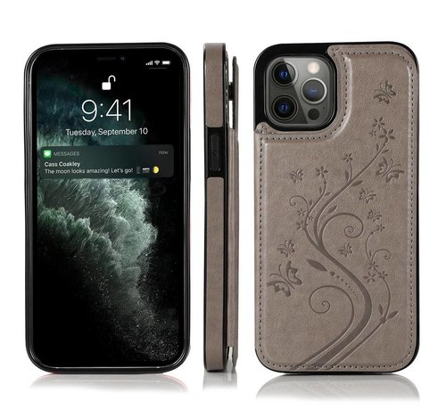 JVS Products iPhone SE 2020 Back Cover Hoesje met print - Pasjeshouder - Kunstleer - Portemonnee - Magneetsluiting - Flipcover - Apple iPhone SE 2020 - Grijs