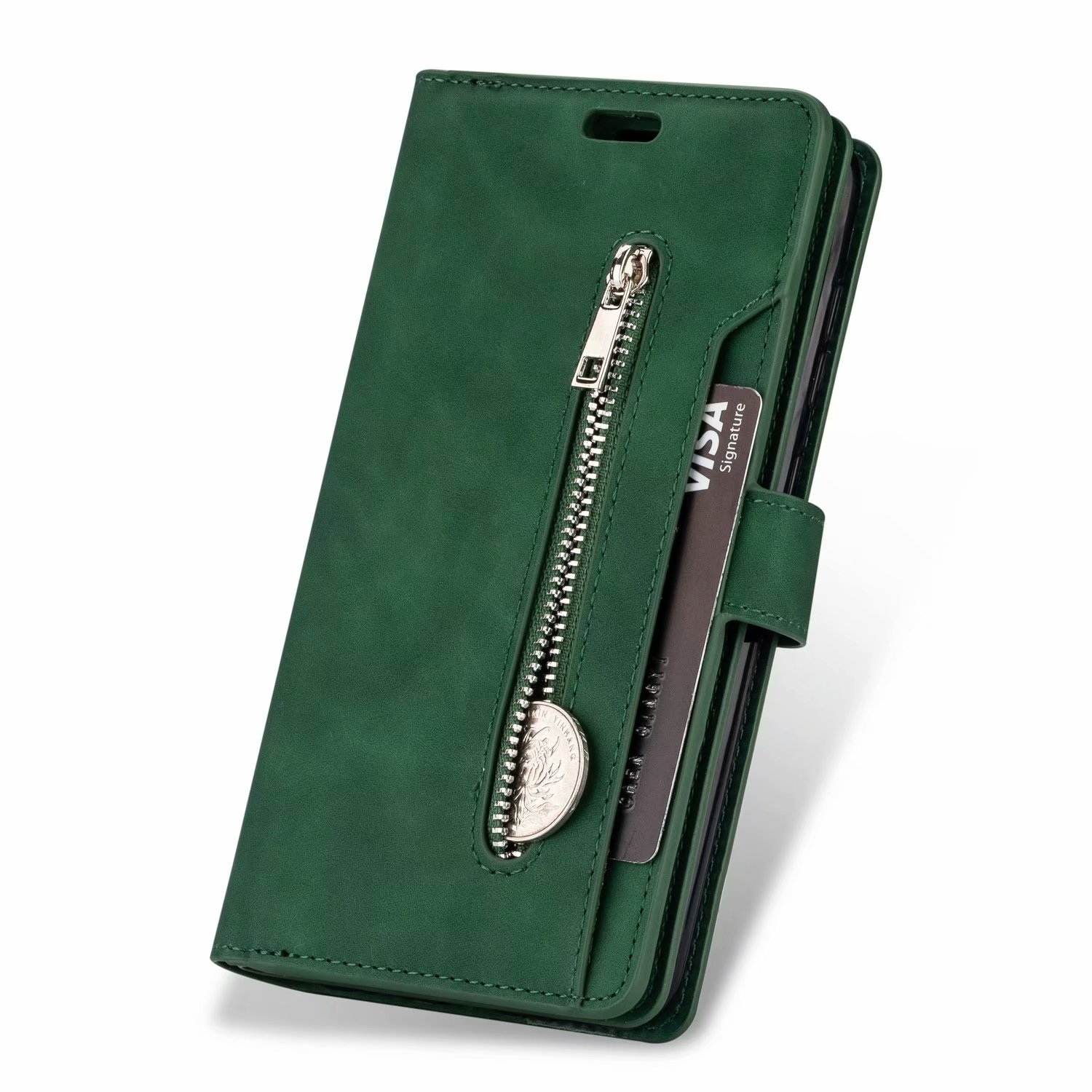 Samsung Galaxy S22 Luxe Book Case Hoesje met Koord - Portemonnee - Pasjeshouder - Magnetische Sluiting - Samsung Galaxy S22 - Groen
