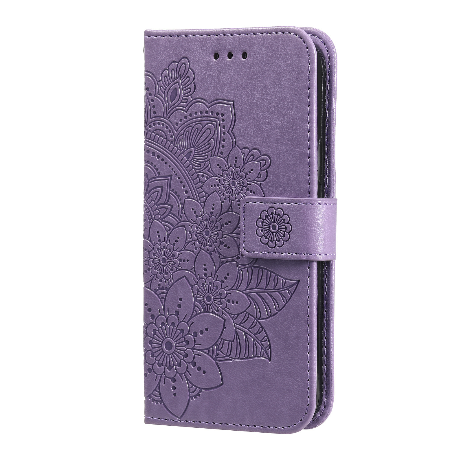 Samsung Galaxy S22 Book Case Hoesje met Patroon - Pasjeshouder - Portemonnee - Bloemenprint - Samsung Galaxy S22 - Paars